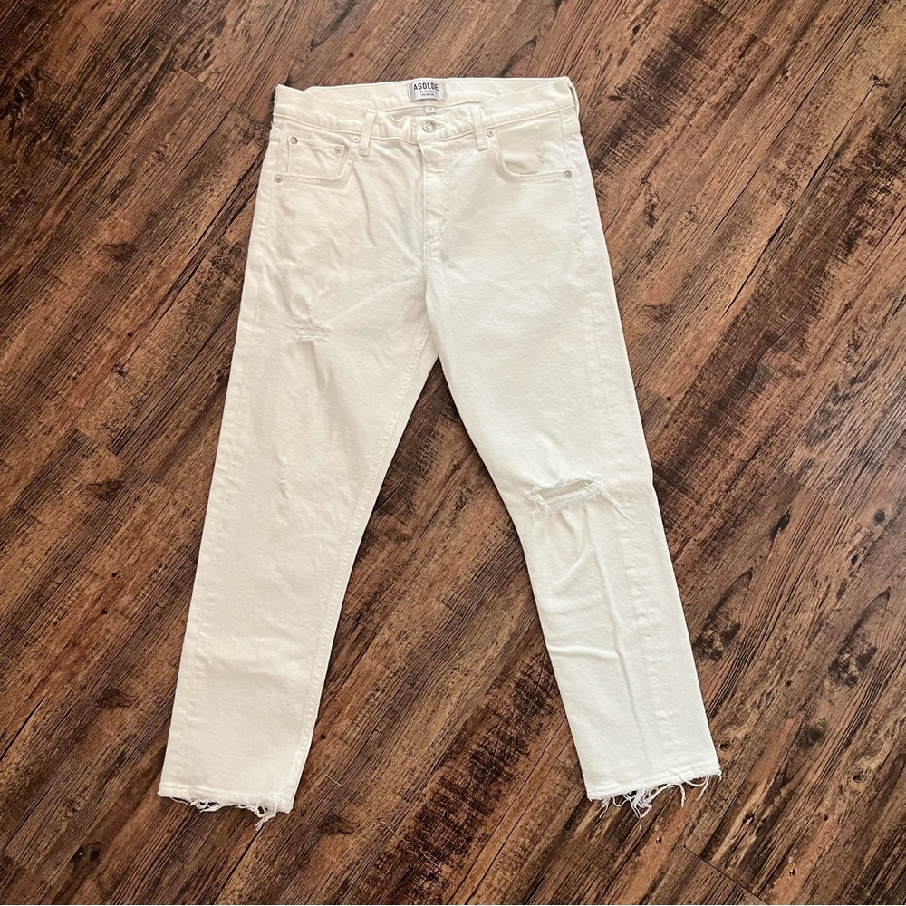 AGOLDE Cropped White Jeans